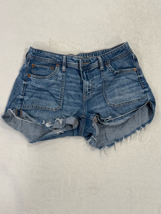 American Eagle Outfitters Pants - American Eagle Outfitters Distressed Rolled Cuff Denim Shorts in Medium Blue